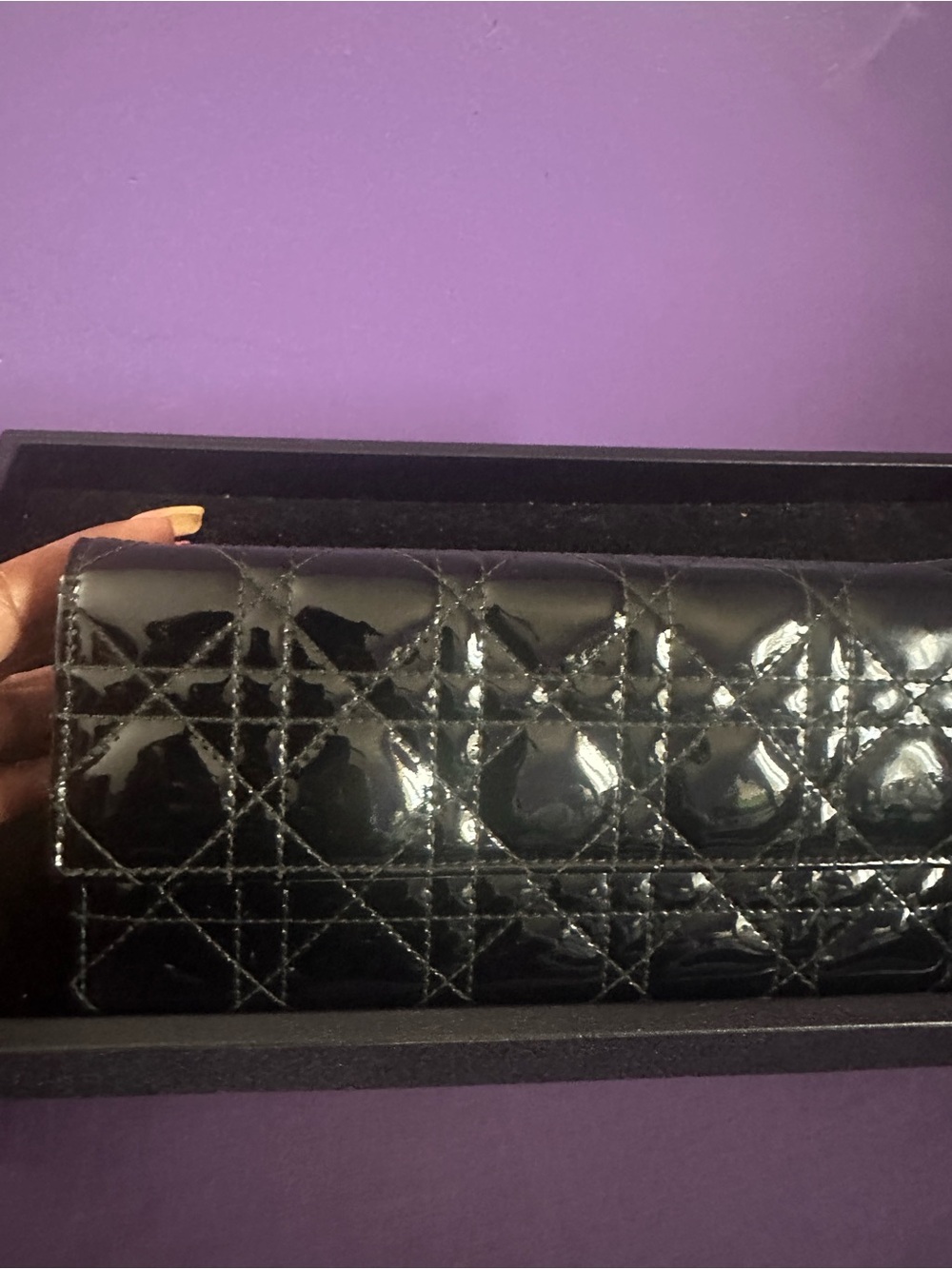 Lady Dior Patent Leather Wallet On A Chain